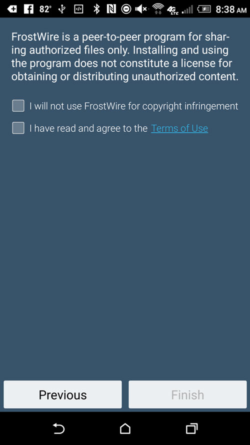 FrostWire for Android Intent screen